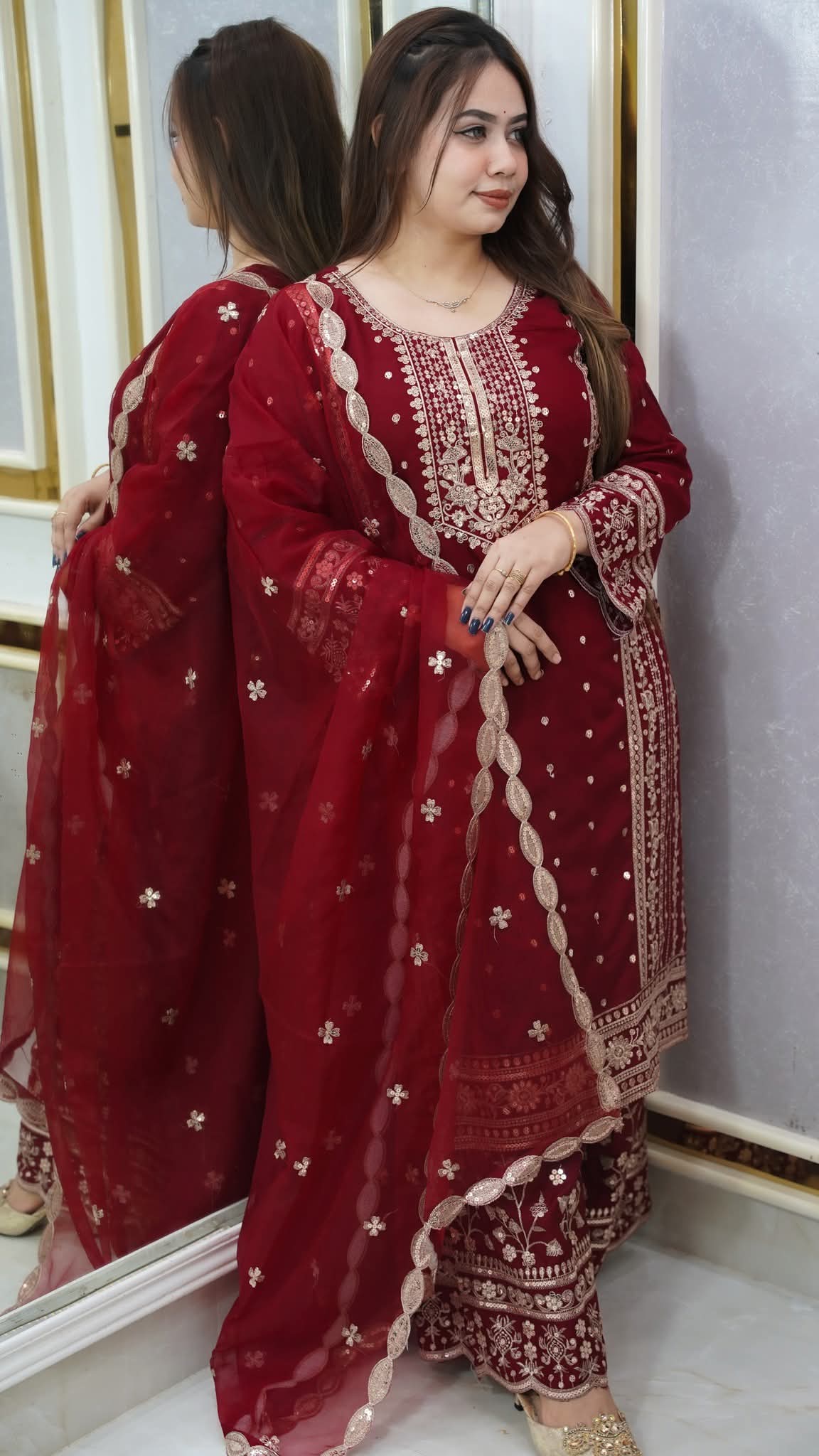 ইন্ডিয়ান  জর্জেট থ্রিপিস