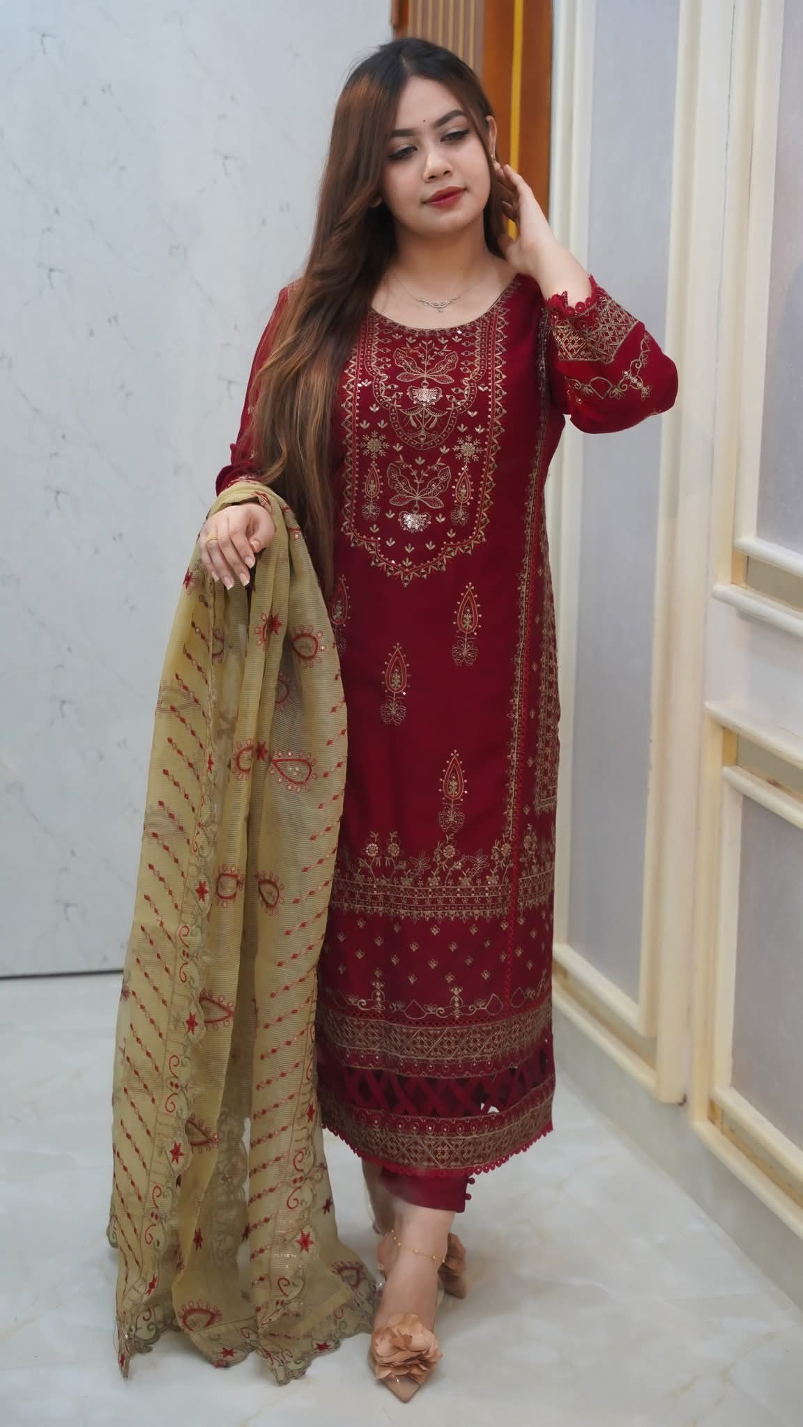 ইন্ডিয়ান ওয়েটলেস জর্জেট থ্রি পিস